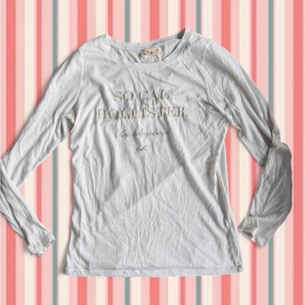Hollister White Long Sleeve SoCal Logo Tee